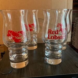 4 Red Lobster 16oz.. Glasses  vintage  H229
